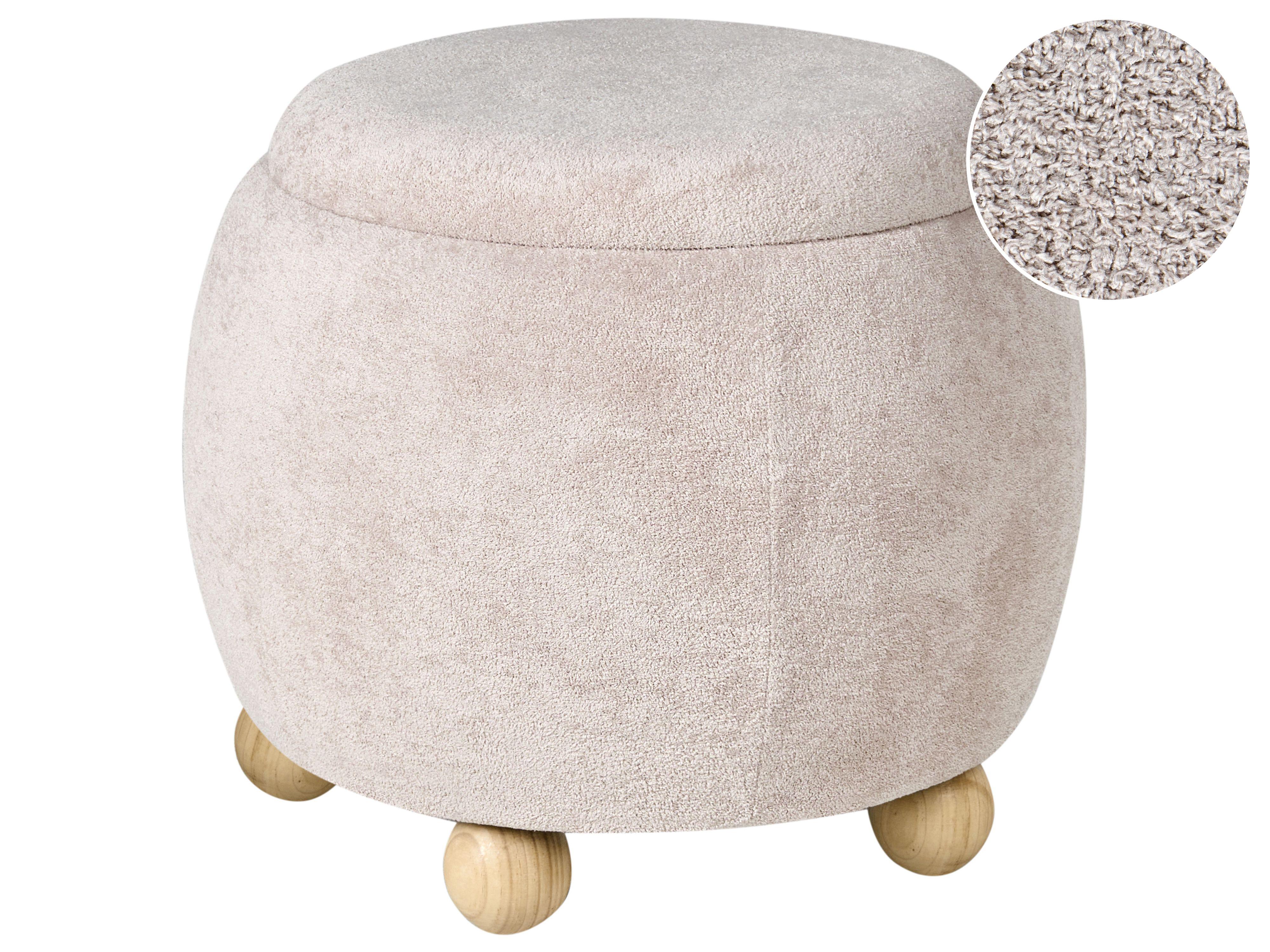 Poef met opbergruimte ANNABELLA Bouclé Lichtbeige
