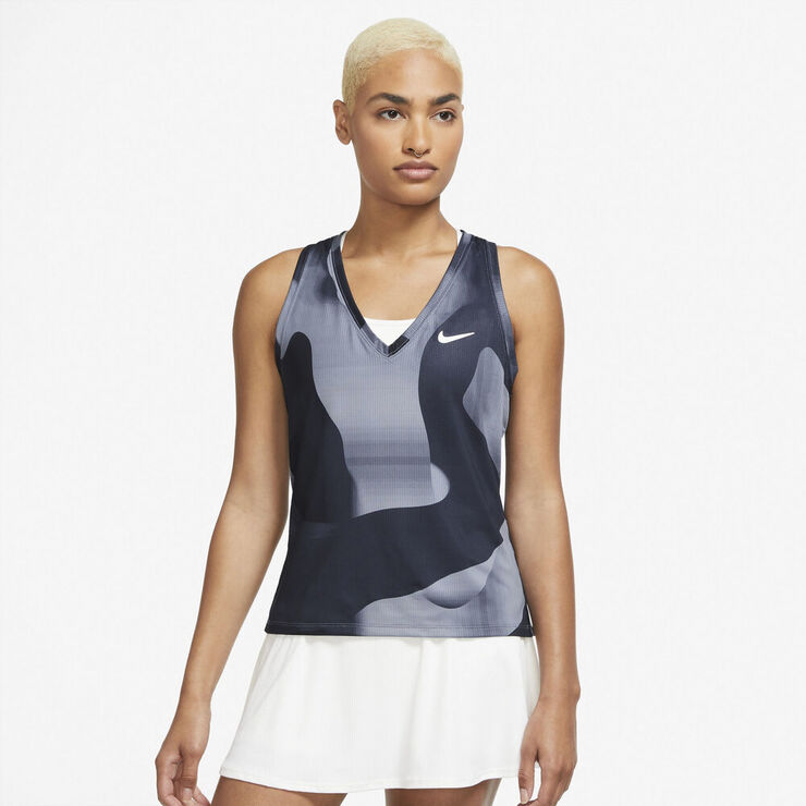 Nike Court Dri Fit Victory Printed Tennistop Blå
