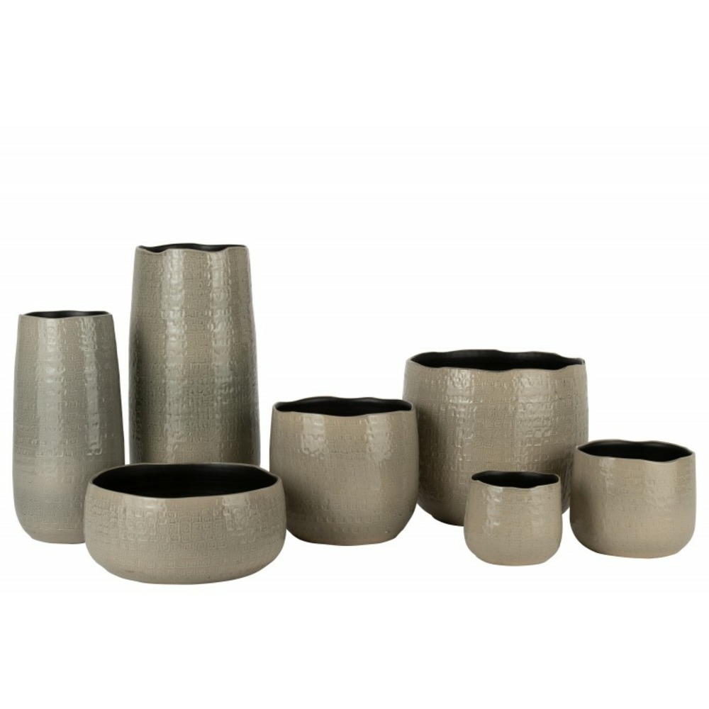 Vase à motifs en céramique gris clair 18x18x40cm