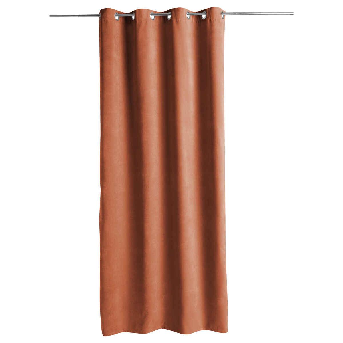 RIDEAU MEMO A OEILLETS TERRACOTA 140X260CM
