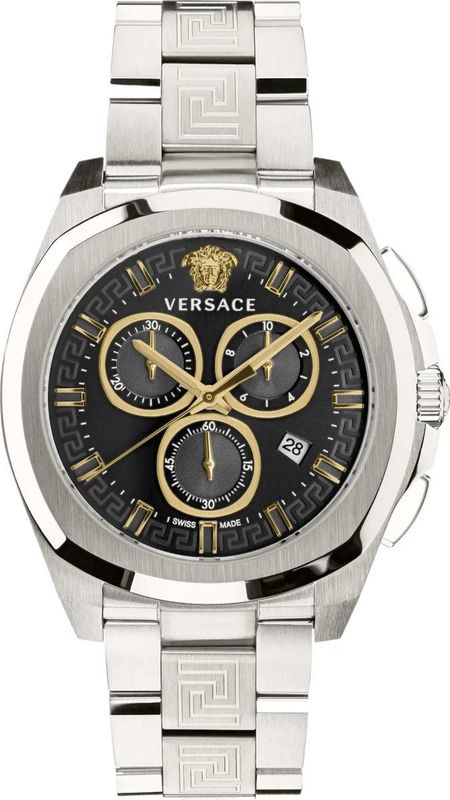 Versace - Polshorloge - Zilver - RVS - Zwarte Wijzerplaat - Swiss Made