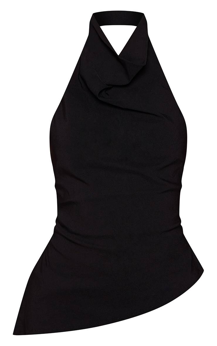Noir Ensemble Crop Top Dos Nu Col Montant Avec Dentelle