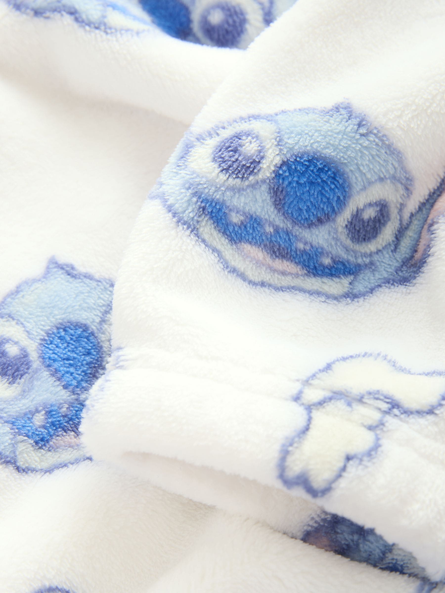 Wit/blauw - Lilo & Stitch fleece cropped deken met capuchon (3-16jr)