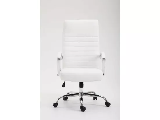Chaise de bureau - Similicuir & Métal chromé - Blanc - Valais