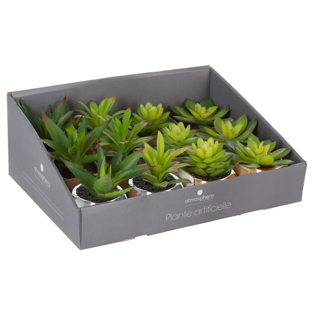 Plante verte artificielle pot en céramique h 15 cm