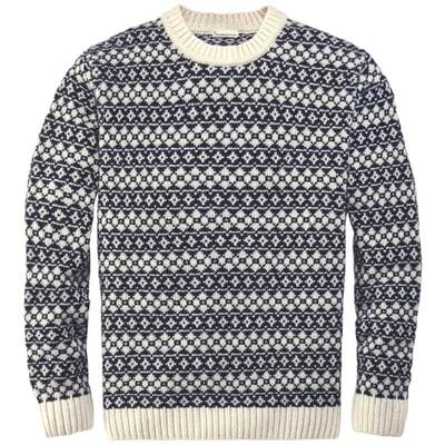 Herrenpullover Lammwolle, Offwhite-Navy