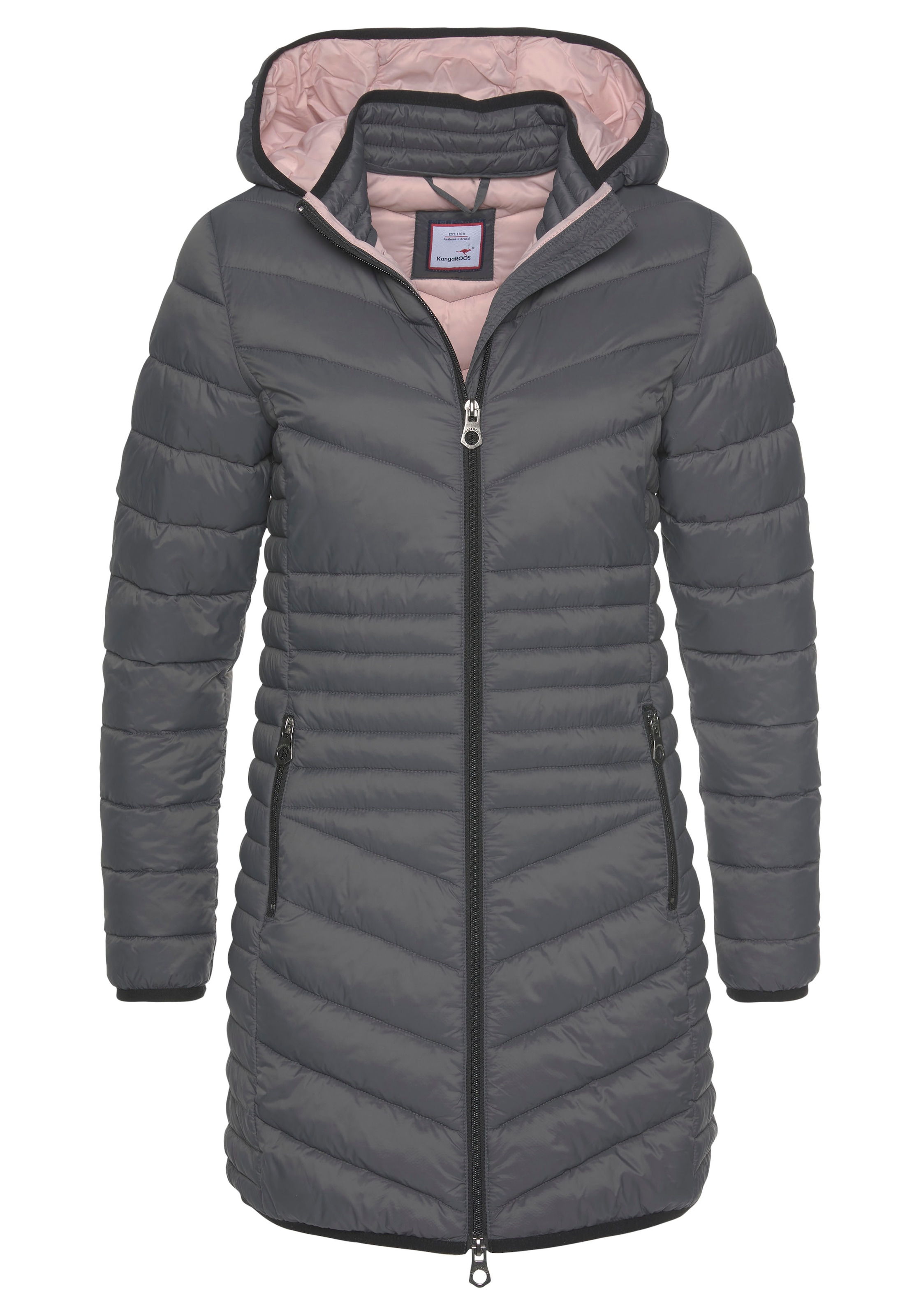 KangaROOS Steppjacke mit Kapuze für den Übergang,  aus leichtem Webmaterial,  figurbetonter Schnitt