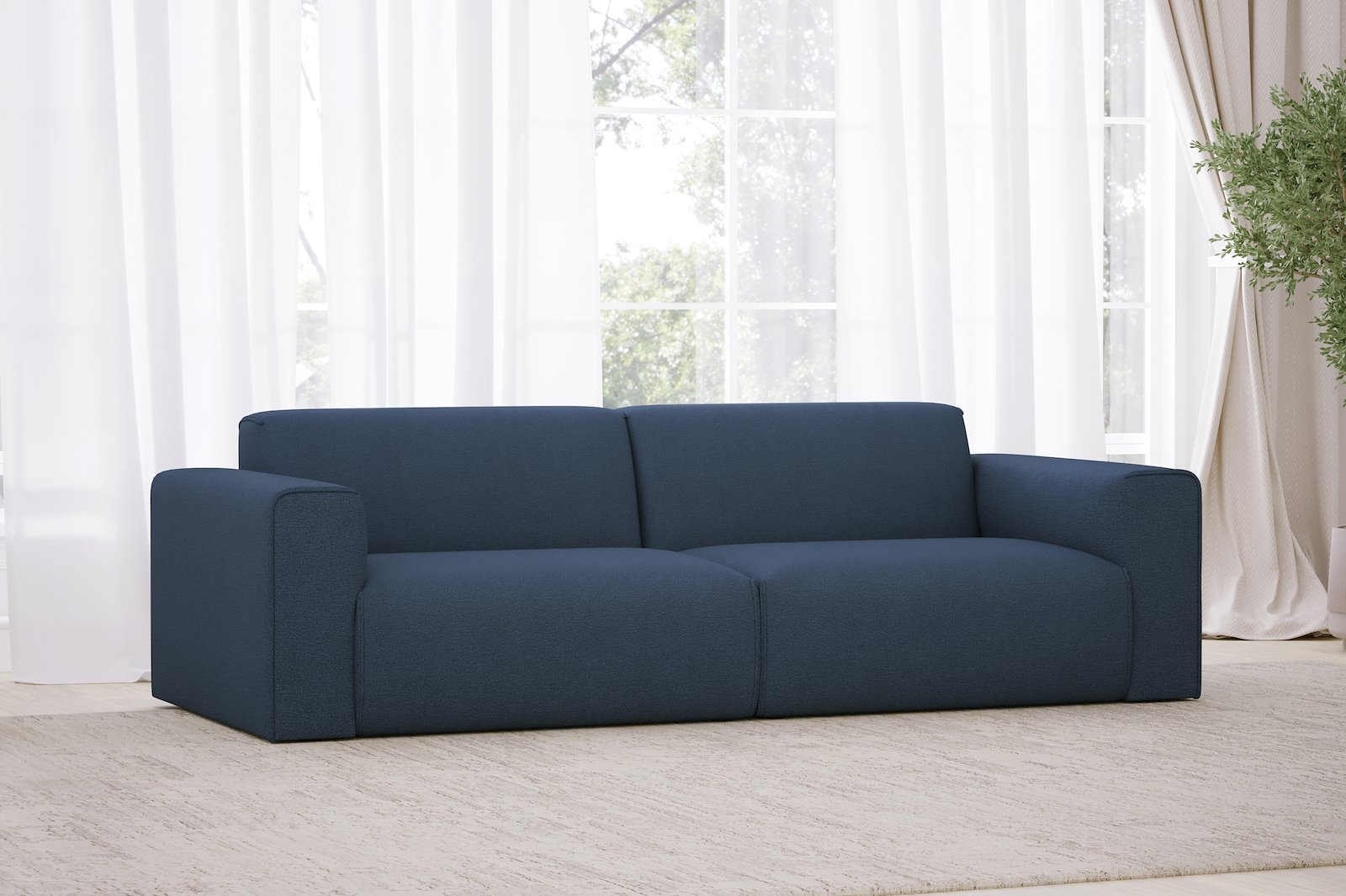 Monaco 3-seter sofa Tekstil Brego 86 Blue med sorte ben. Std komfort.