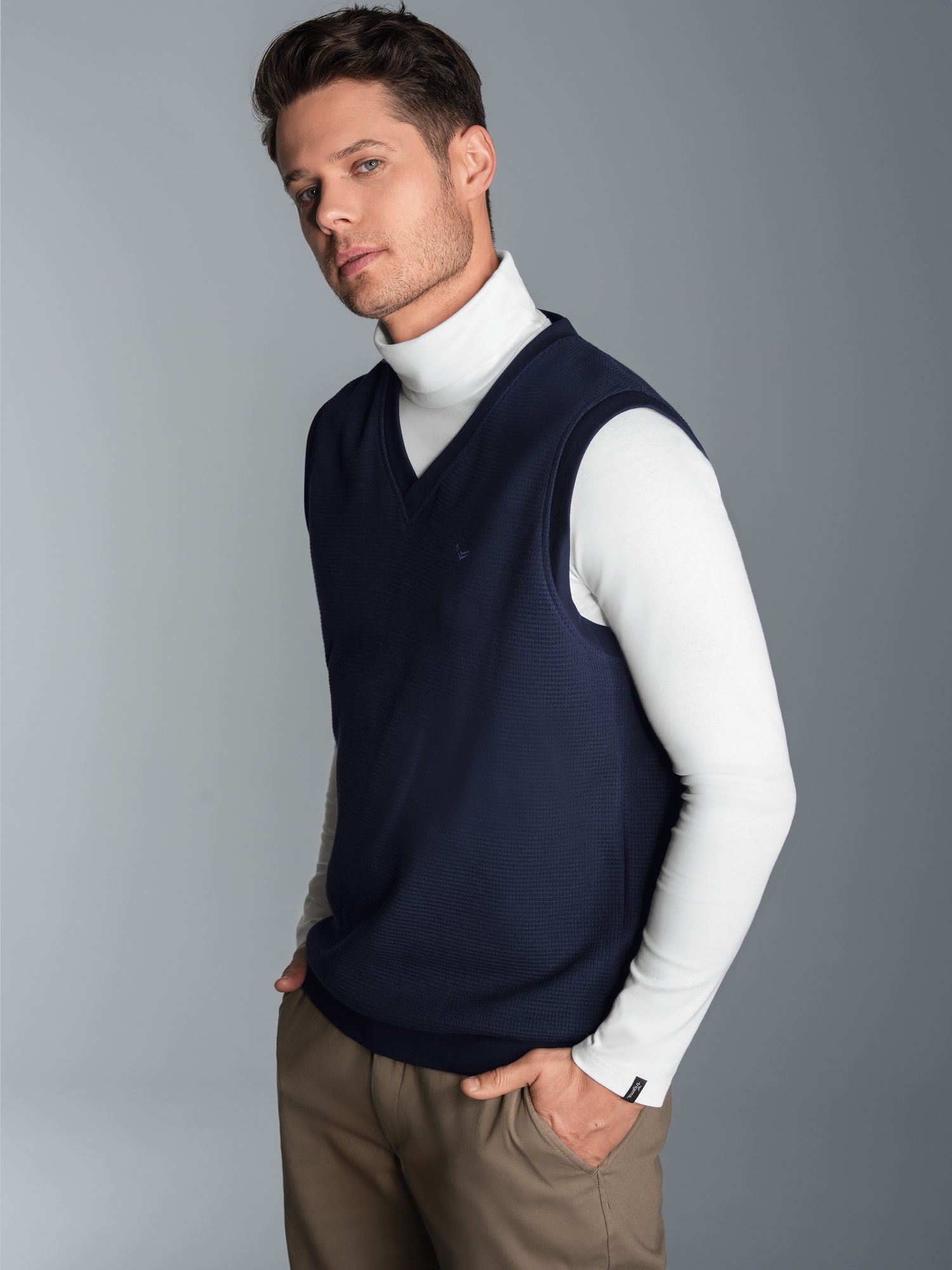 Pullunder in Waffeloptik Navy