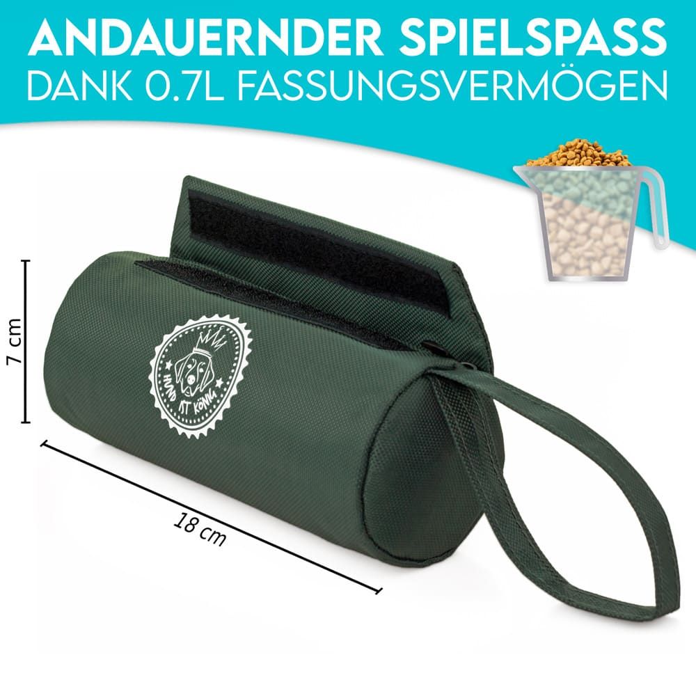 HUND IST KÖNIG® Futterbeutel Hund | Futterdummy Hunde | Apportierbeutel für Hunde mit Handschlaufe