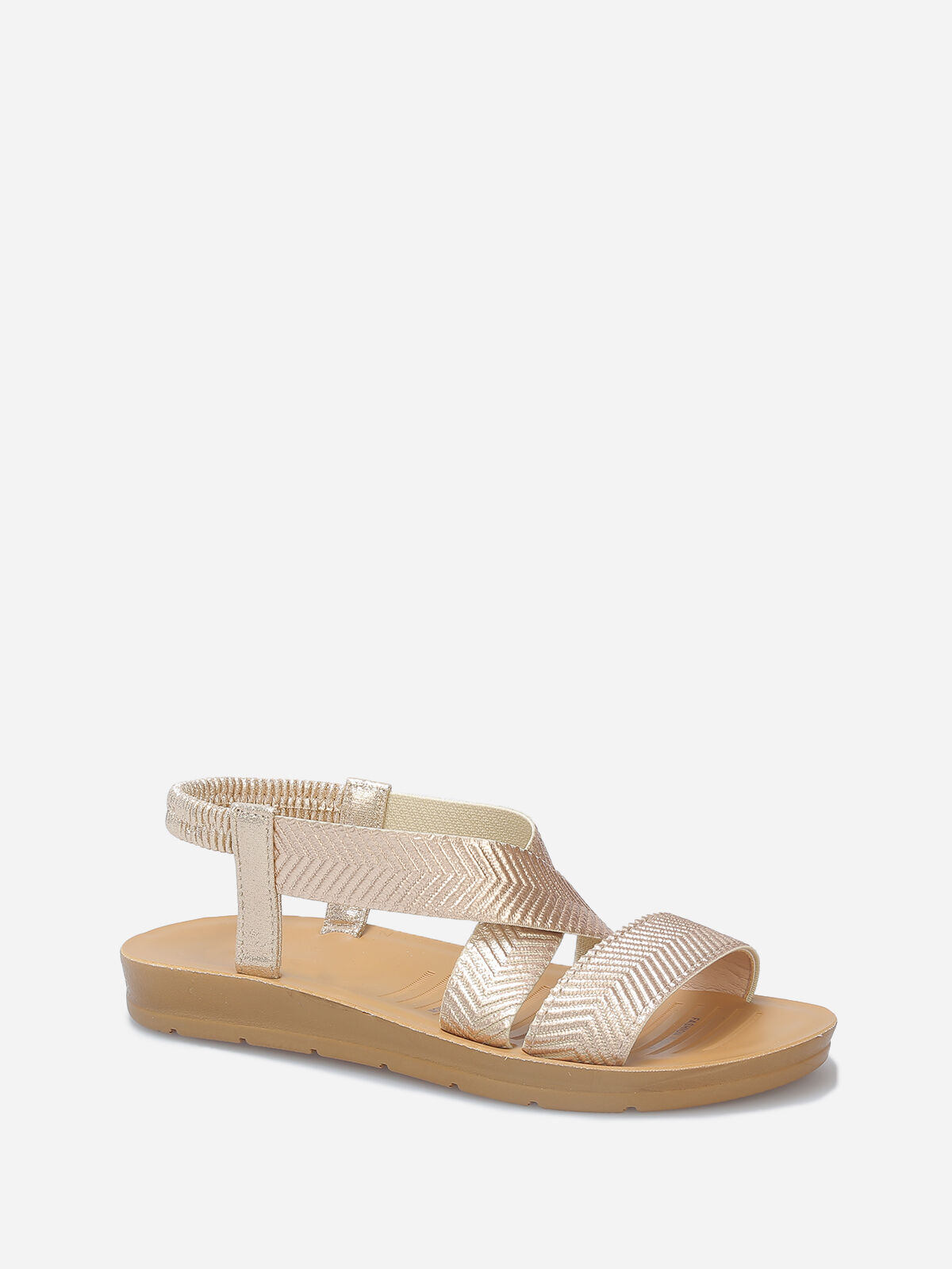 Sandales à brides élastiques croisées- Doré