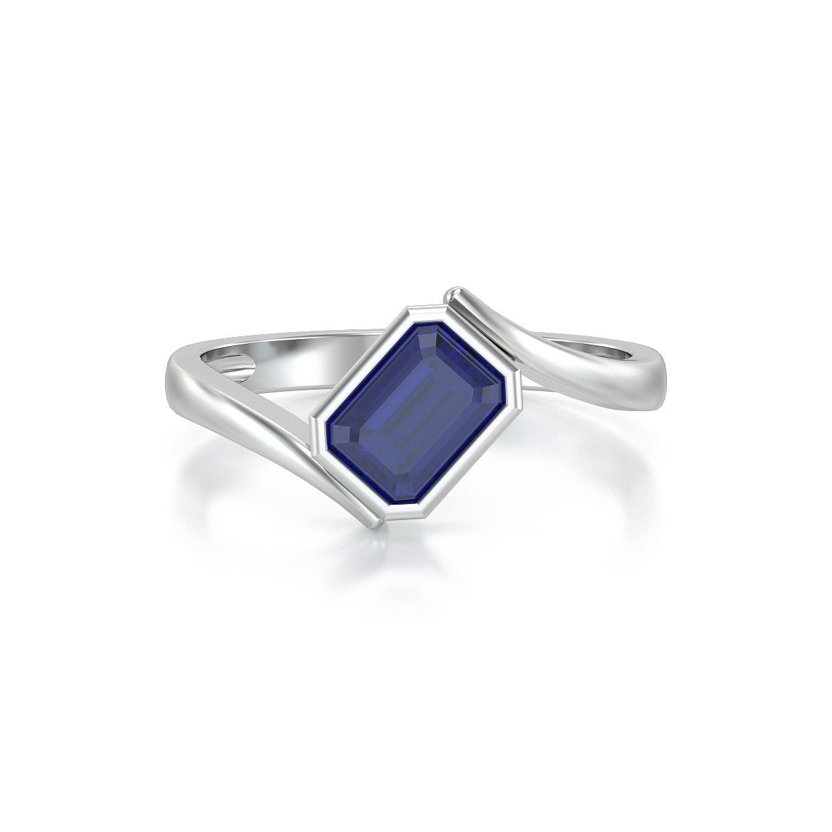 Bague ADEN Or 585 Blanc Saphir 2.26grs