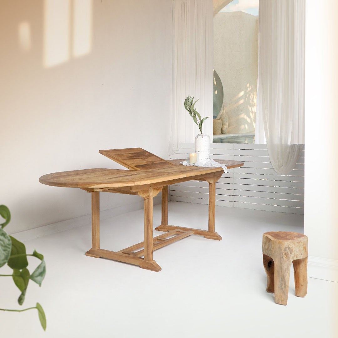 Salamanca tuintafel met teakhouten verlengblad. 90 x 240 x 75 cm