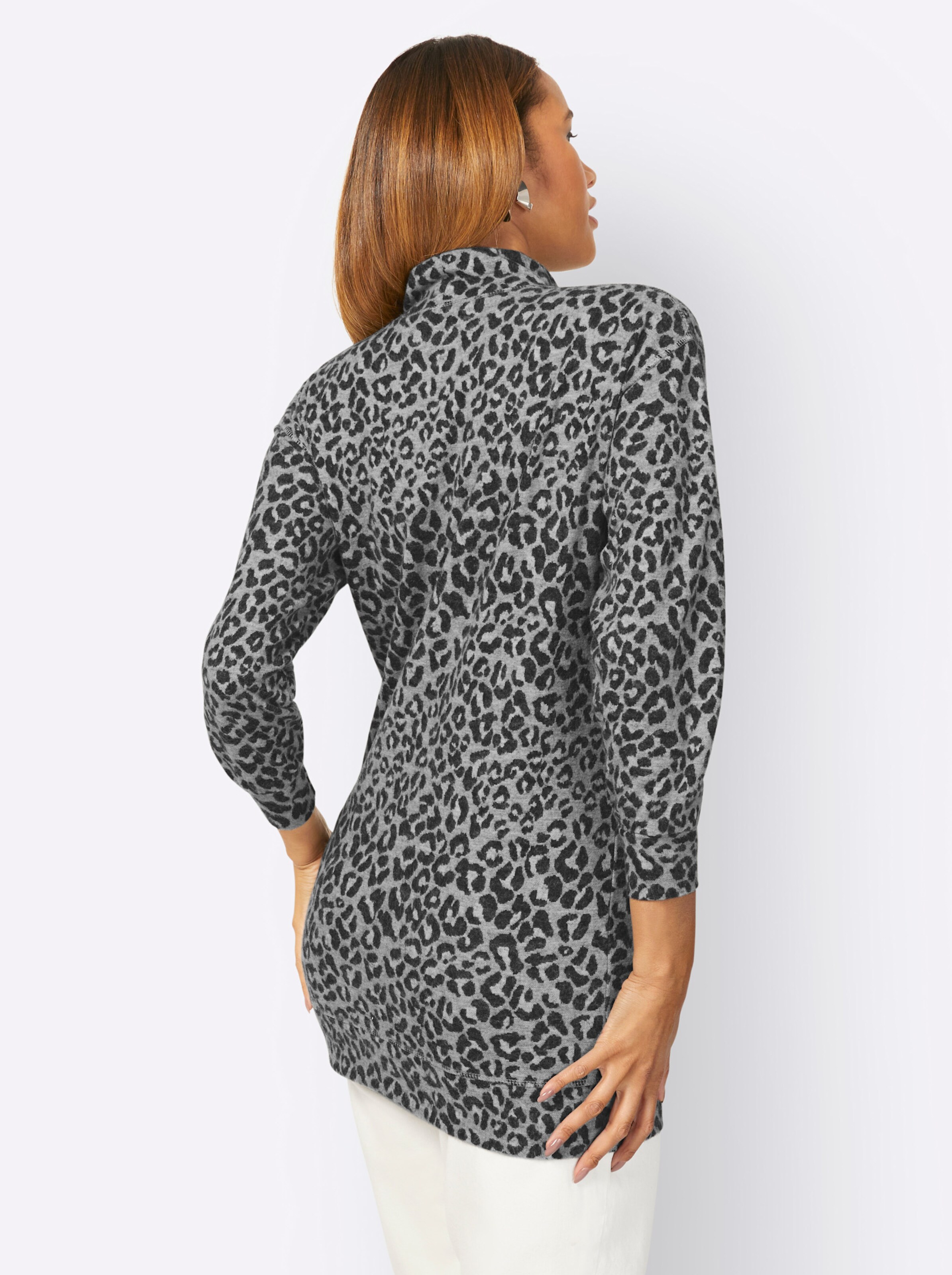 Comodo Longshirt in grau-meliert-schwarz-gemustert