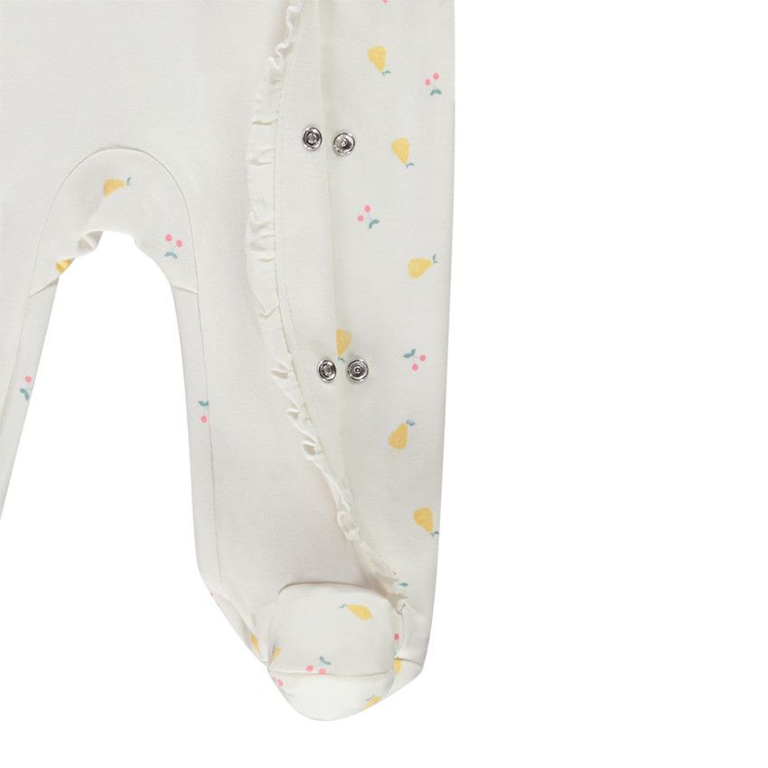 Dors-bien en jersey print fruits pour bébé fille - Ecru
