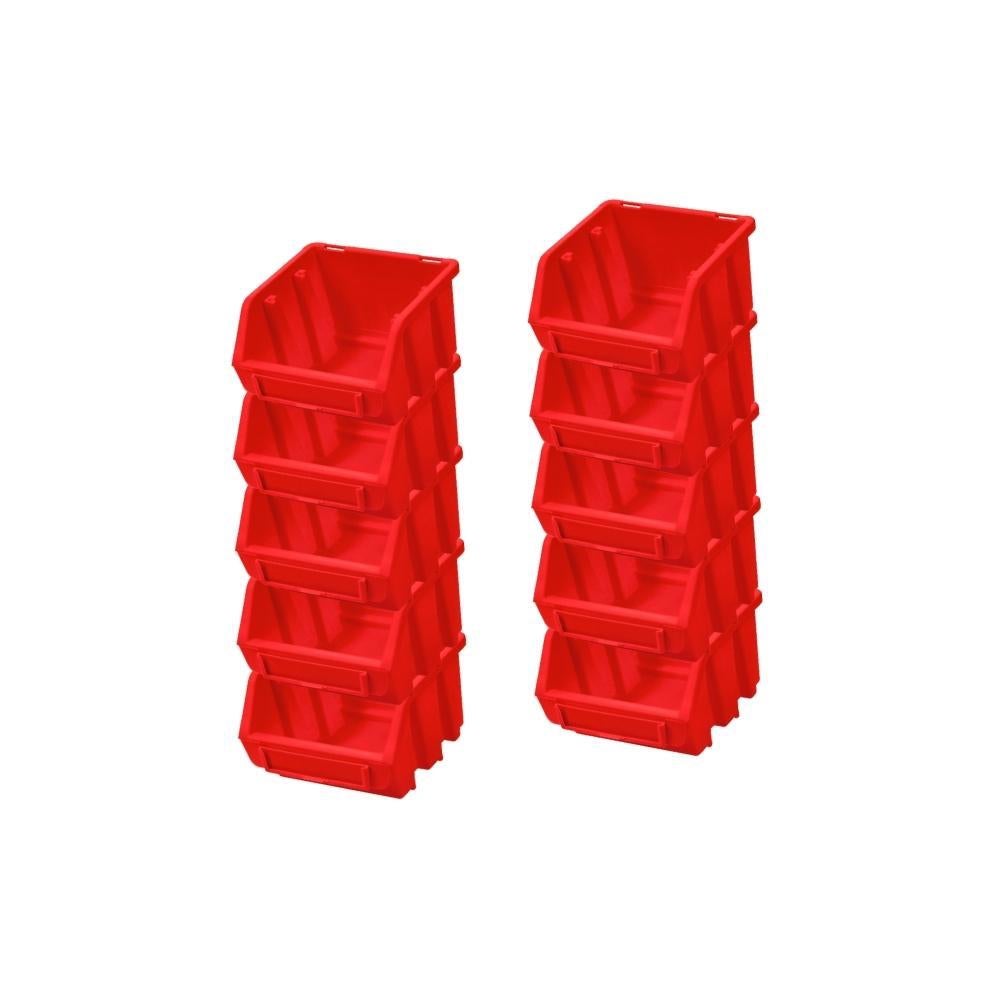 PROREGAL SuperSaver Set 10x Opbergdoos 1 HxBxD 7,5 x 11,6 x 11,2 cm Polypropyleen Rood