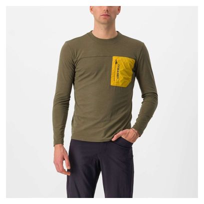 Maillot Manches Longues Castelli Unlimited Merino kaki/jaune