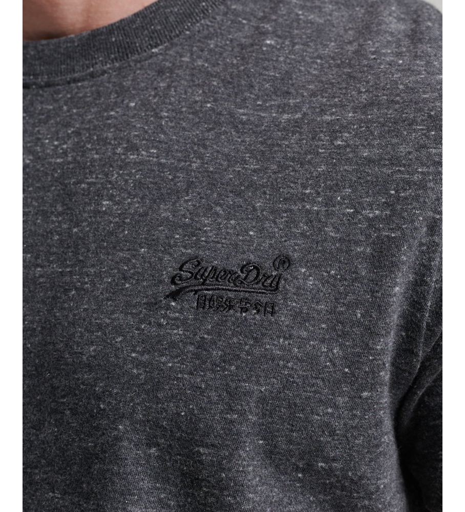 Camiseta Superdry Essential de algodão orgânico com logo, cinza escuro.