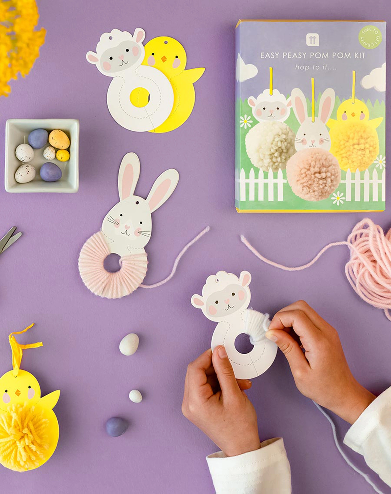 Pom-Pom Bastelset OSTERN 6-teilig