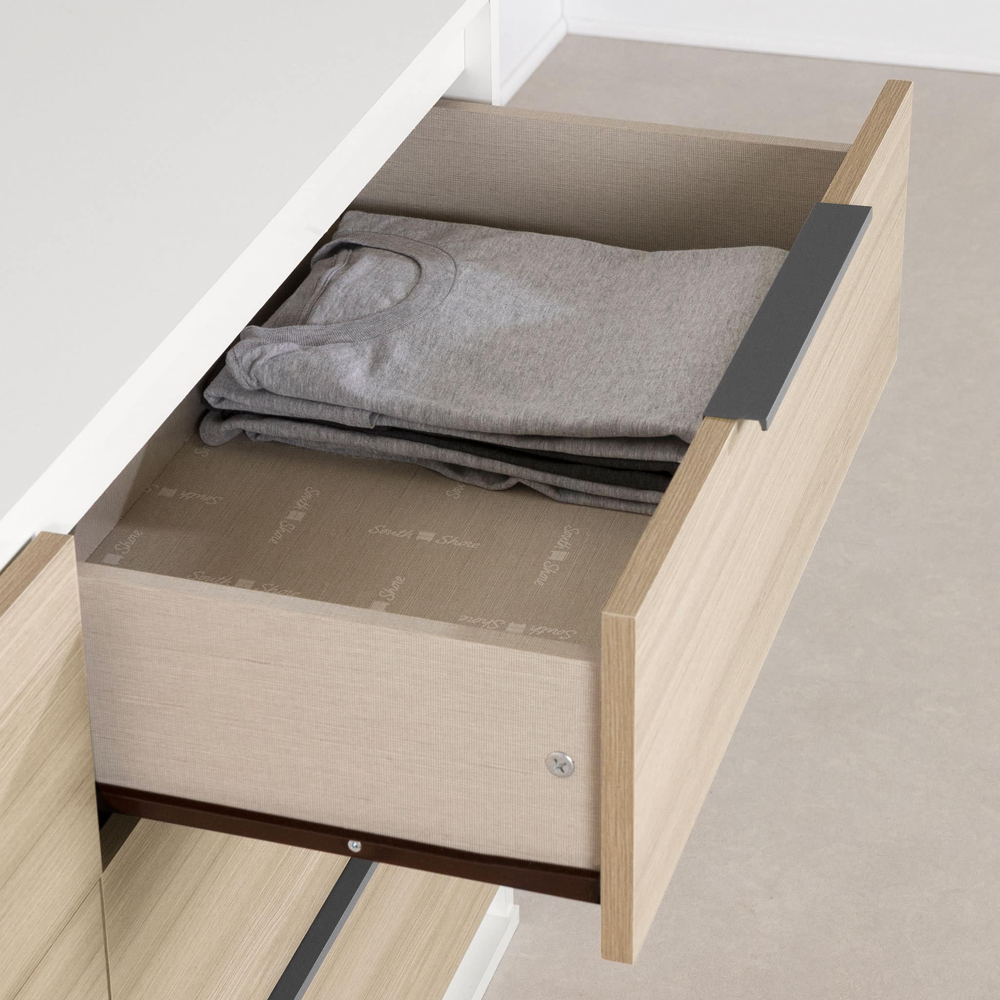 South Shore Bureau double 6 tiroirs - Hourra Orme naturel et Blanc