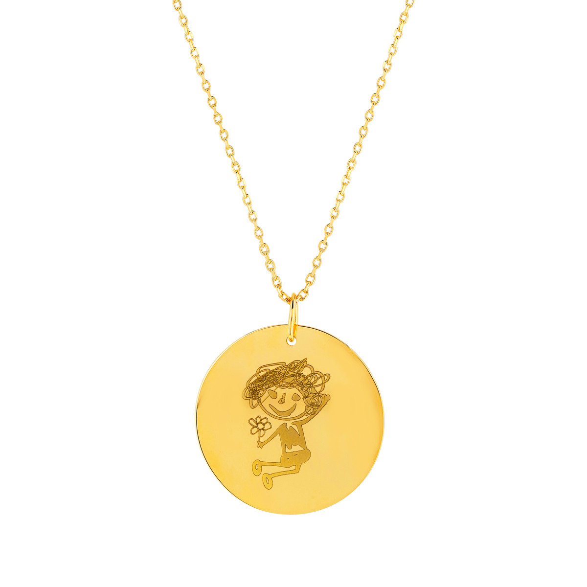 Collier plaqué or médaille personnalisable 45 cm