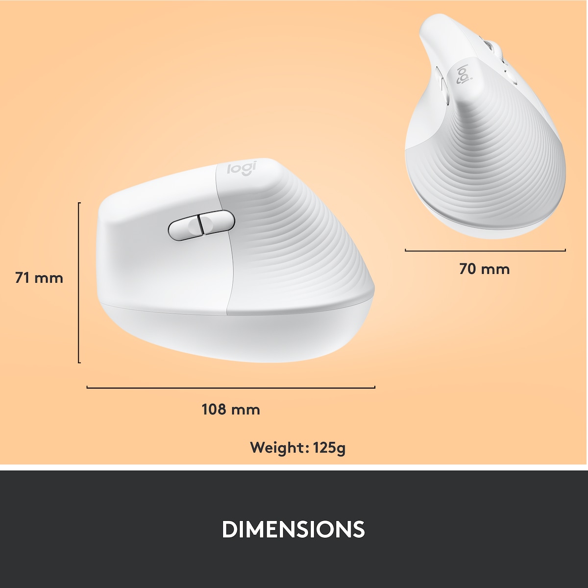 Logitech Lift Vertical trådløs mus (hvit)