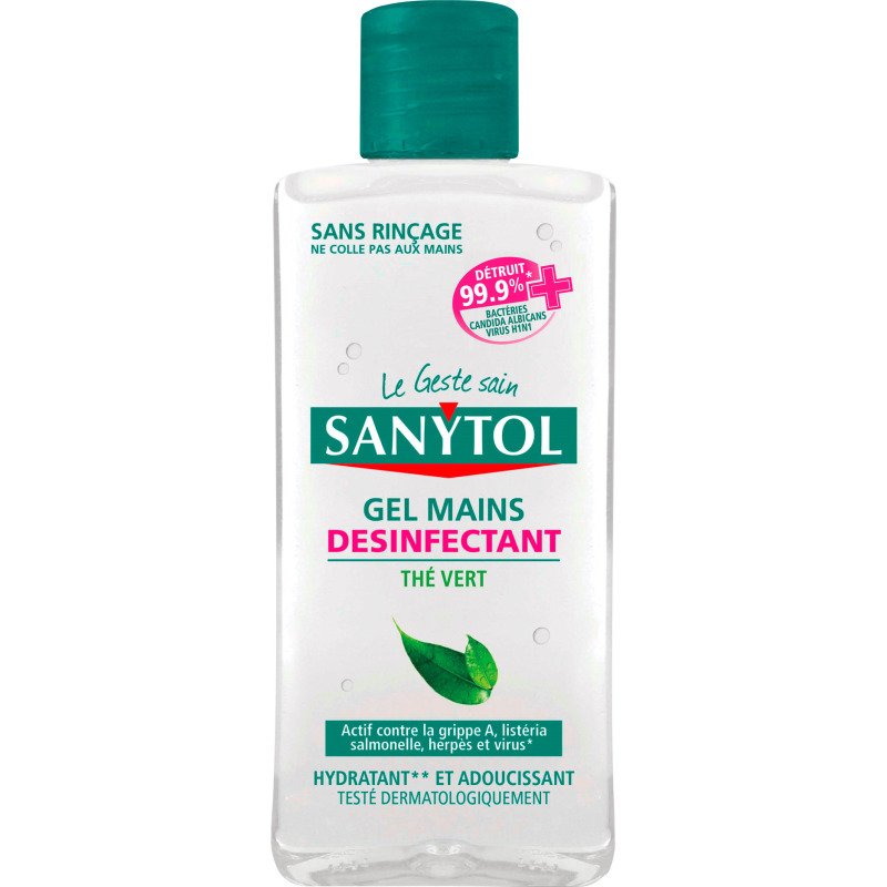 Gel hydroalcoolique désinfectant Sanytol thé vert - Flacon 75 ml