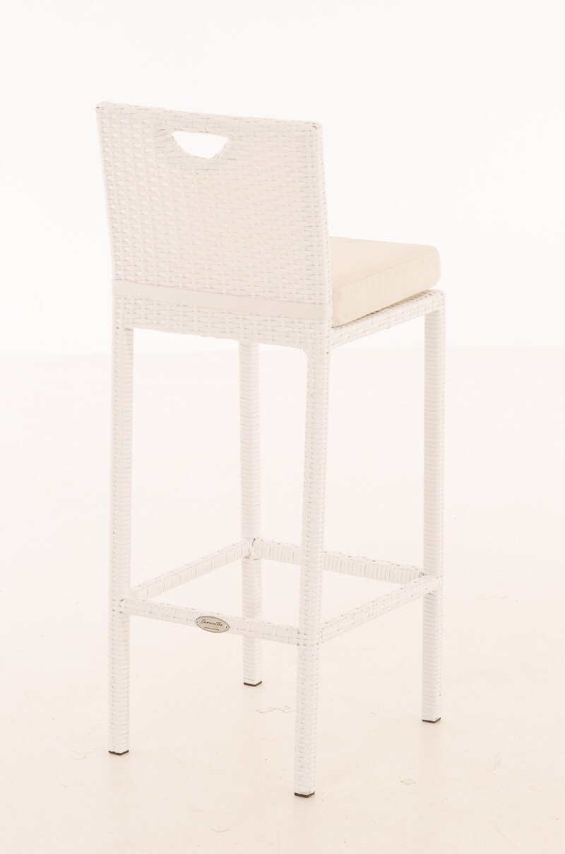 CLP Outdoor-Barhocker Mari Mit Sitzkissen I Polyrattan Tresenstuhl Mit Fußstütze I Thekenhocker Mit 75 Cm Sitzhöhe