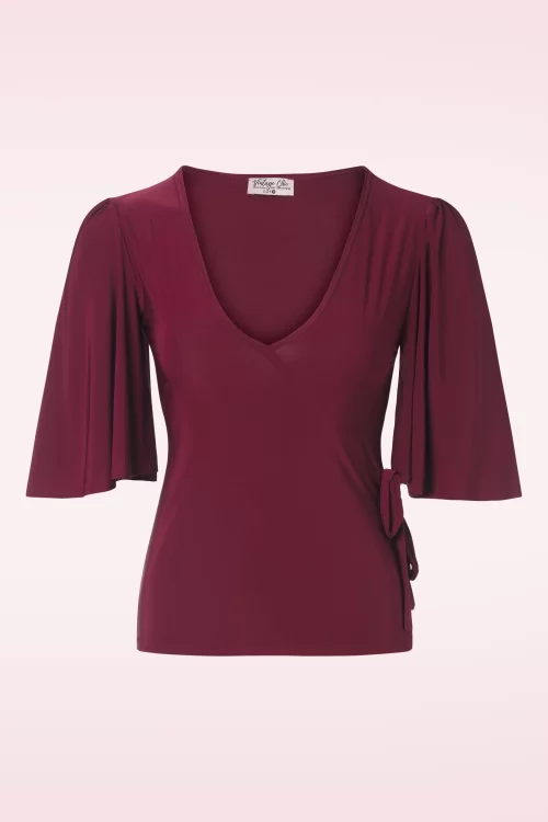 Vintage Chic for Topvintage Belle slinky top in wijnrood