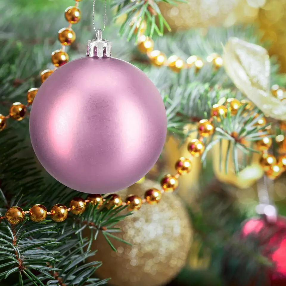 Relaxdays kerstballen - 100x st - roze - 3, 4 en 6 cm -kunststof