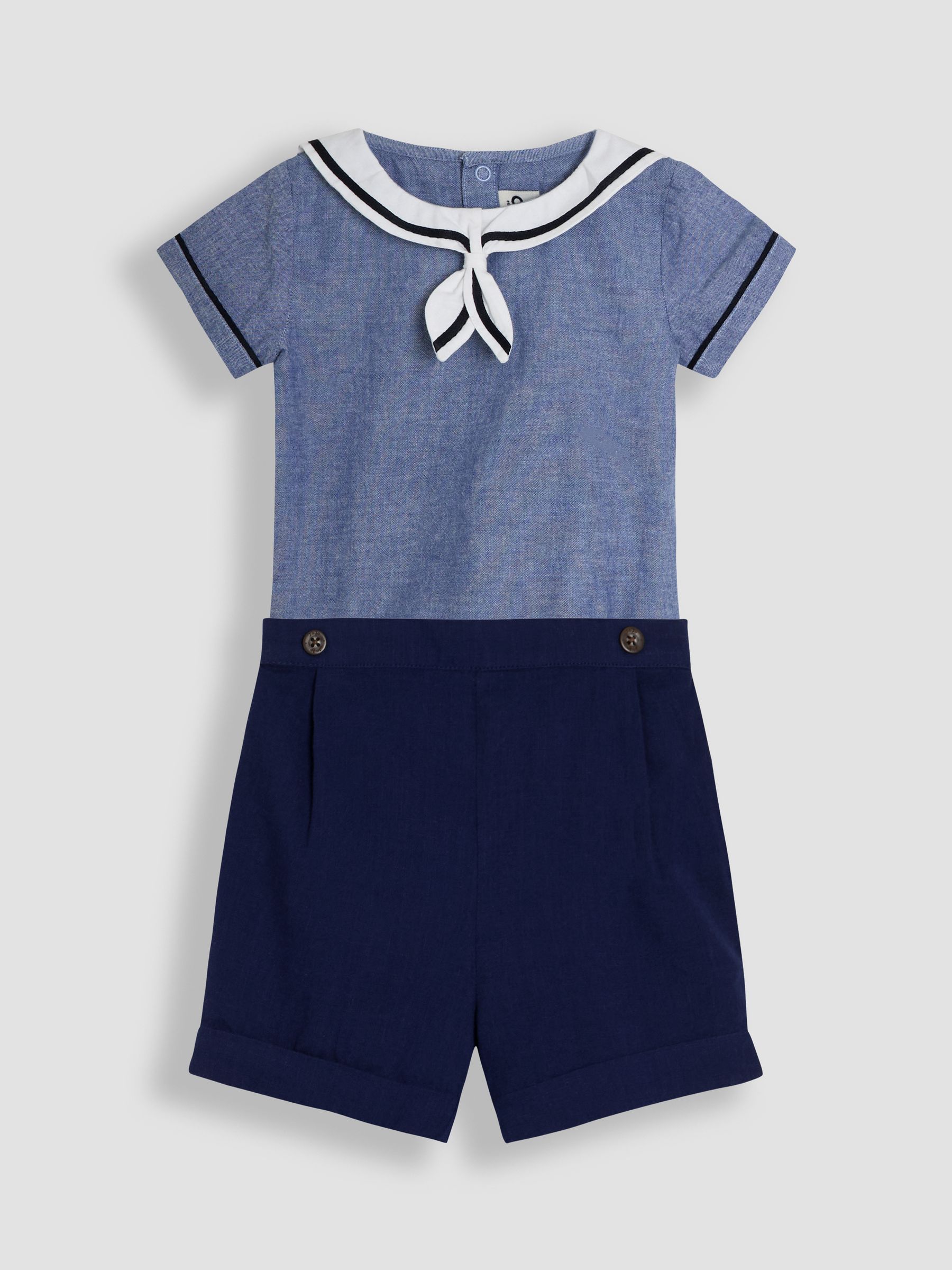 JoJo Maman Bébé 100% katoenen matrozenkraag body & shorts Set 2 -delig