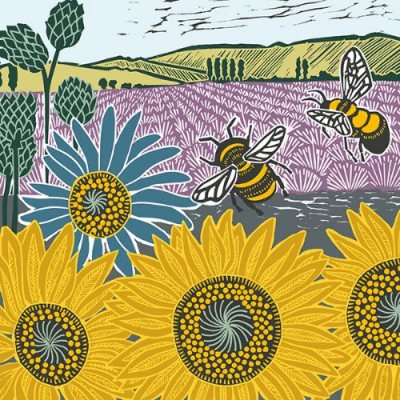 Sunflowers & Bees Greeting Card