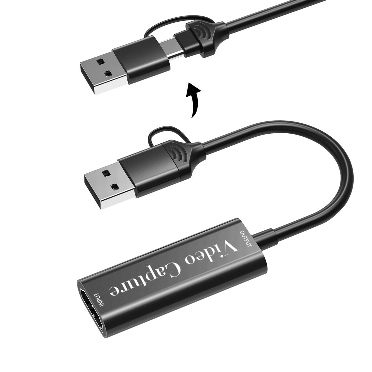 HDMI til USB-adapter for videoopptak 4K 30Hz USB-A og USB-C