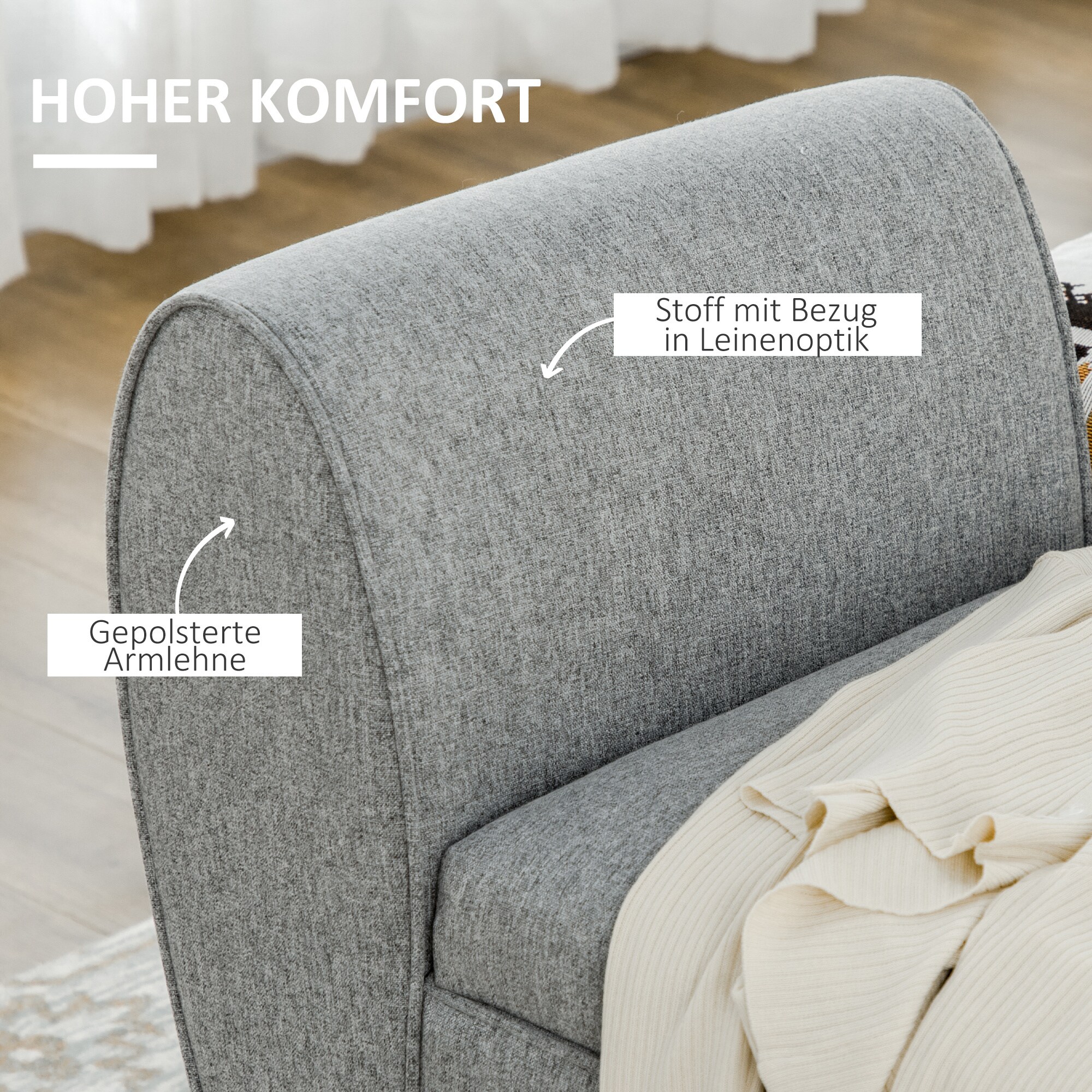 HOMCOM Sitzbank mit verstecktem Stauraum grau 140L x 49B x 68H cm