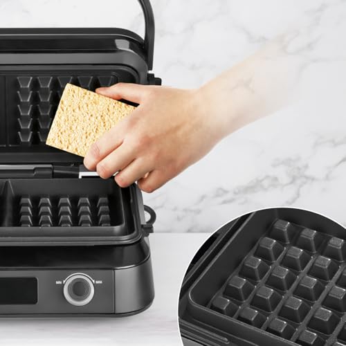 N8WERK Premium Gaufrier Midnight Edition | 1600 W | 5 programmes | 7 niveaux de brunissage | écran LCD | compte à rebours | plaques chauffantes extra profondes pour des gaufres extra aérées : Cuisine et Maison