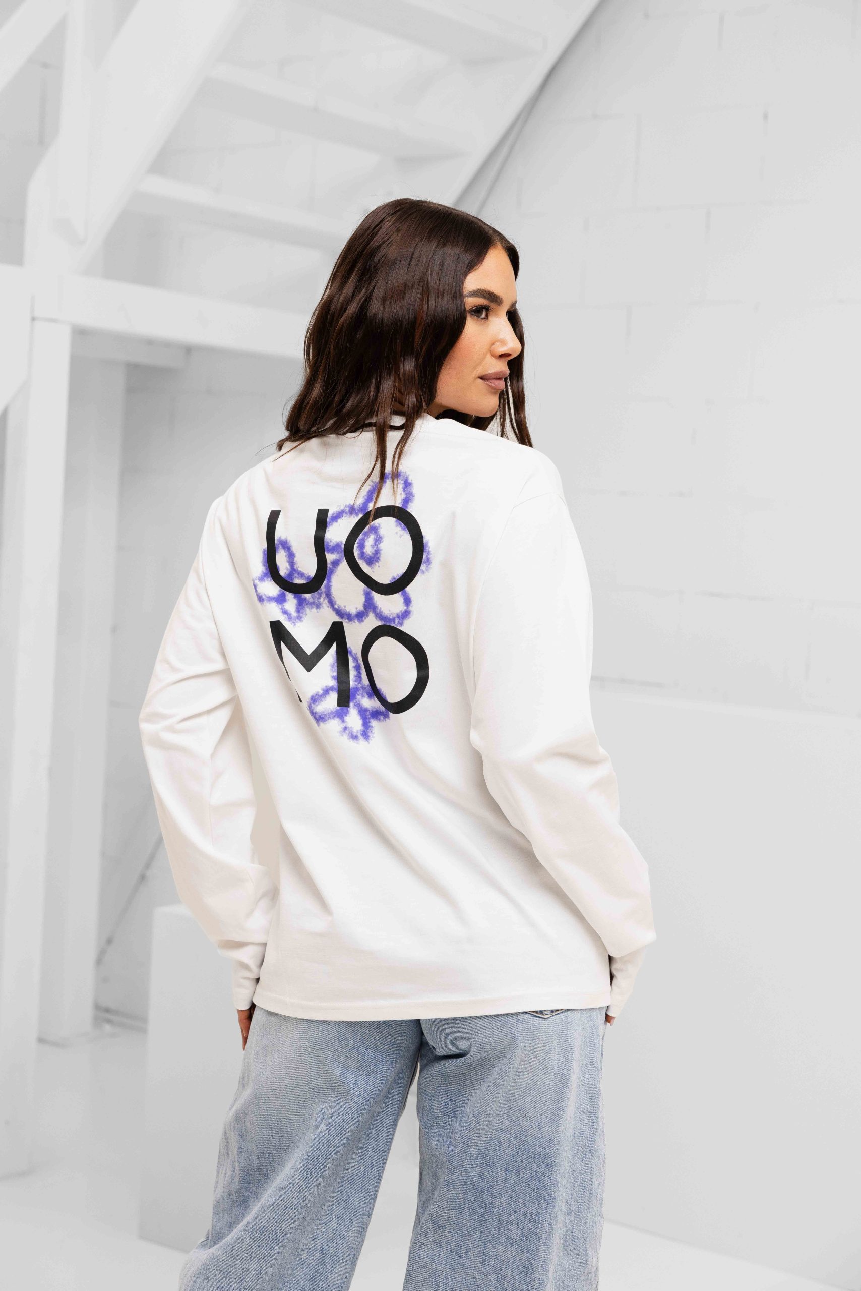 24 Uomo Flora 2.0 Longsleeve Shirt Dames Off-White/Blue
