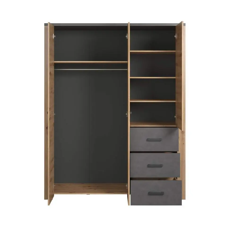 Hioshop FollowSZ kledingkast eik decor- grijs