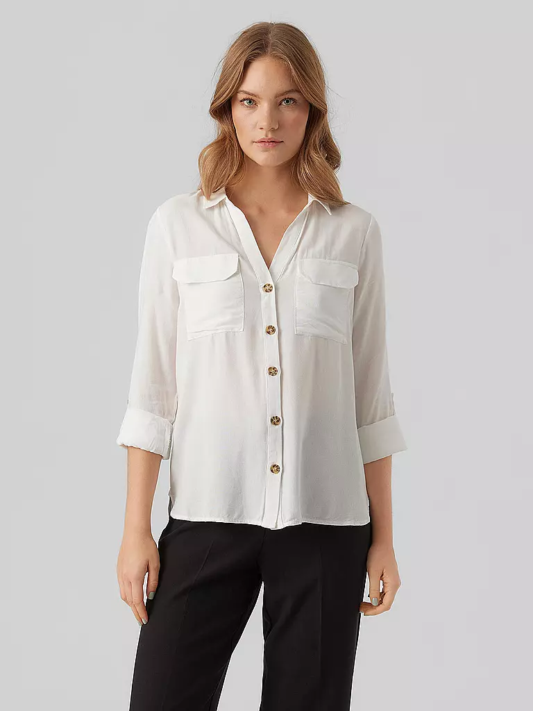 VERO MODA Bluse langarm VMBUMPY weiss