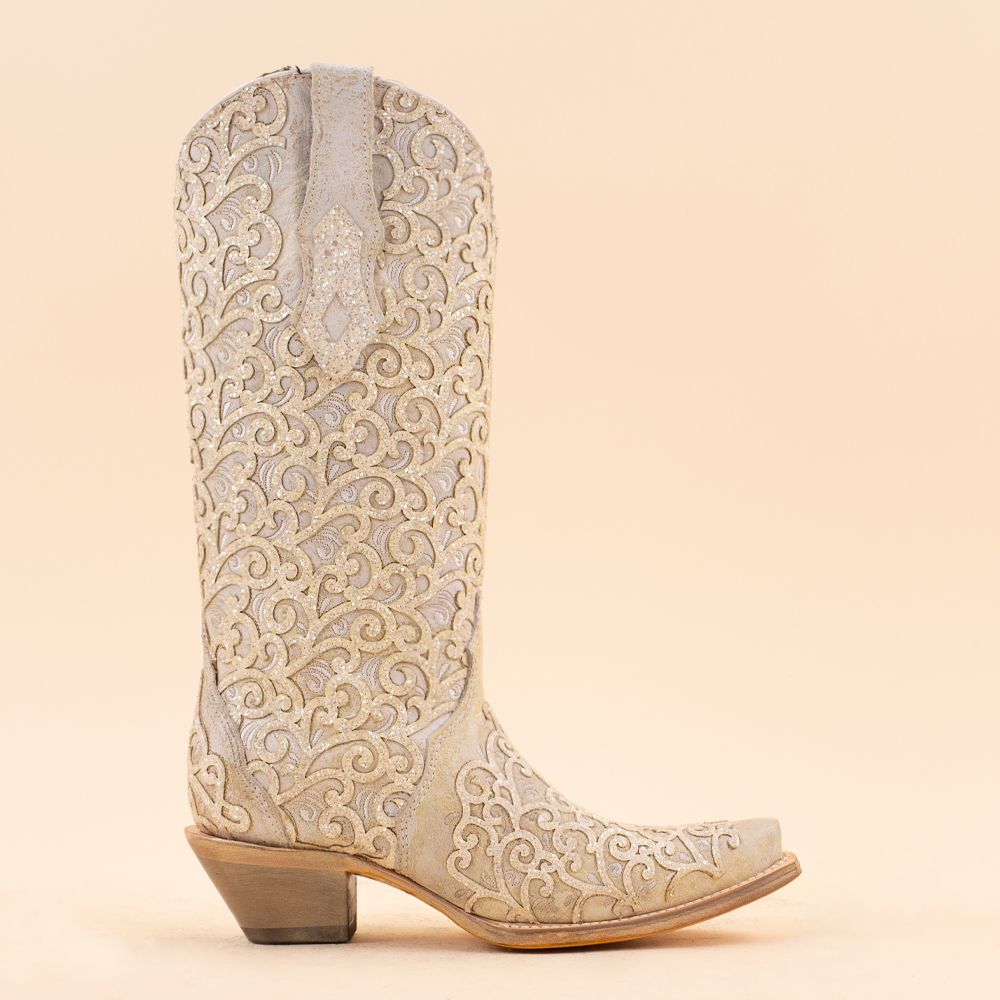 Corral boots C4050 White Glitter Overlay