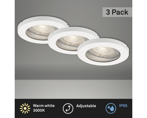 LED inbouwspots set IP65 3-delig 3x5W 3x400 lm 3000K wit Ø 8,5/6,8 cm 230V
