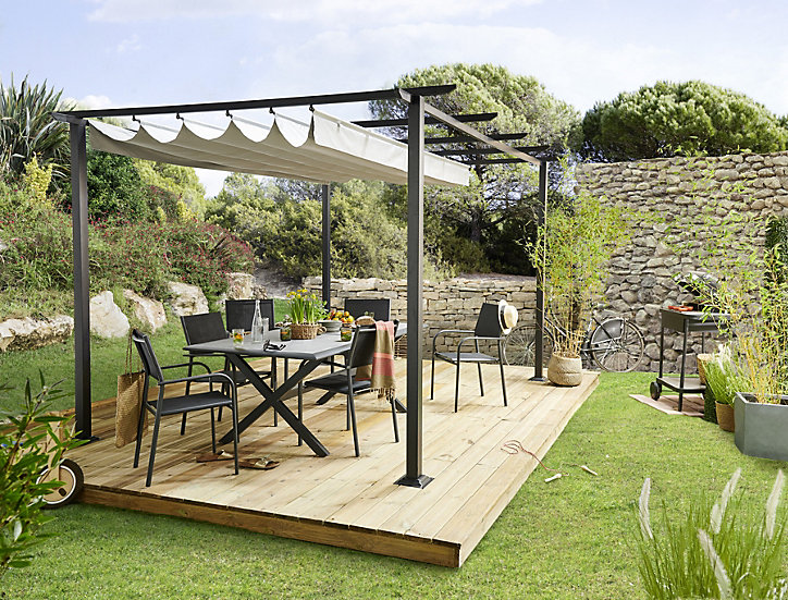 Table de jardin Ceram 198 en aluminium coloris graphite L.198 x l.104 x H.74 cm