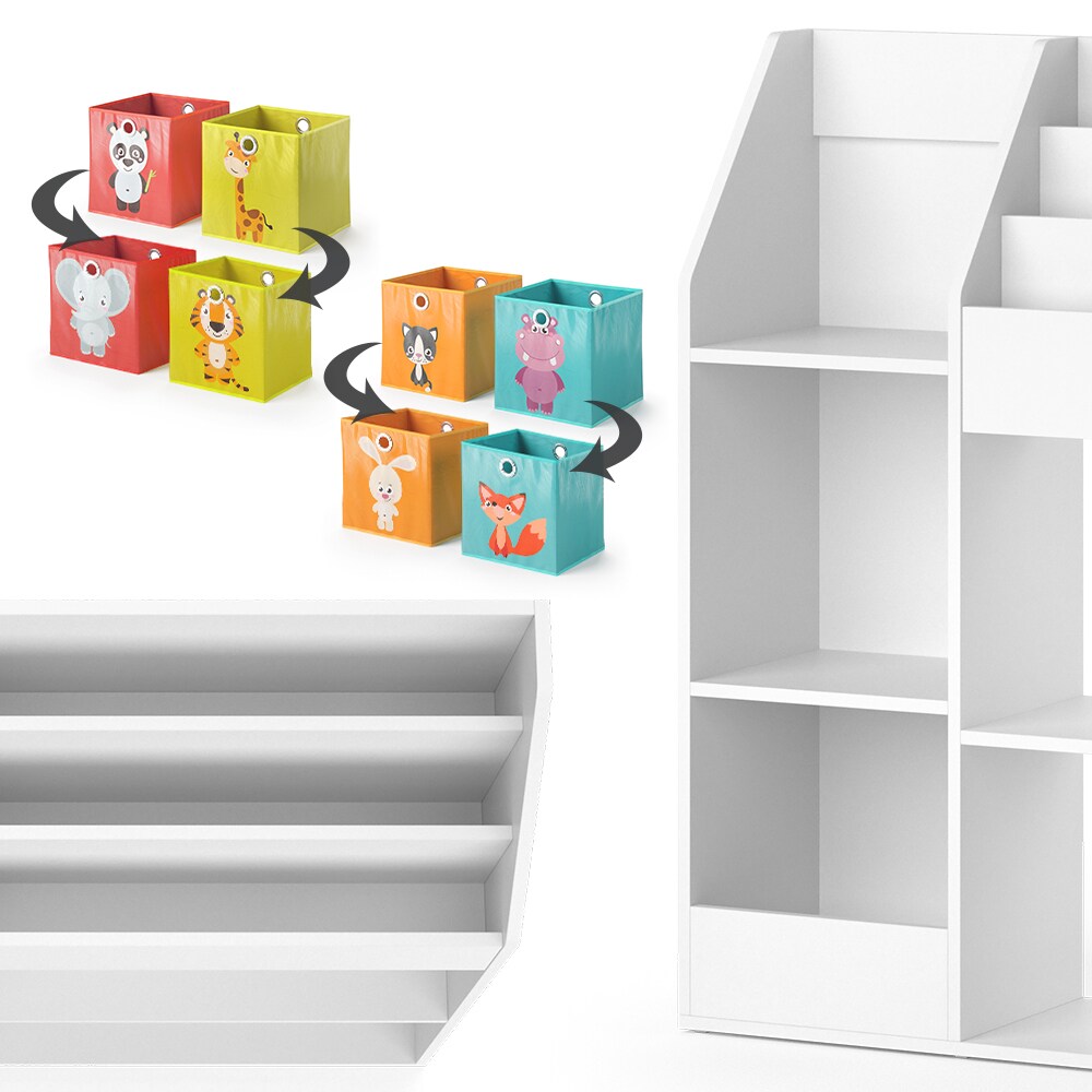 Vicco Kinderregal Bücherregal Wandregal Luigi Weiß 100x114 cm modern Faltbox Kinderzimmer Regal Spielzeugregal Dekoregal Standregal Aufbewahrungsregal Würfelregal Ablage Fach freistehend