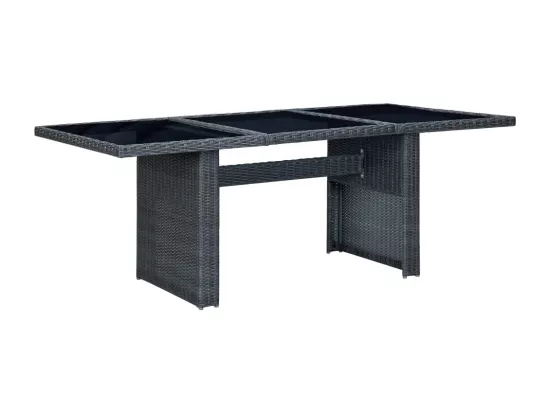 Table de jardin Gris foncé Résine tressée et verre trempé
