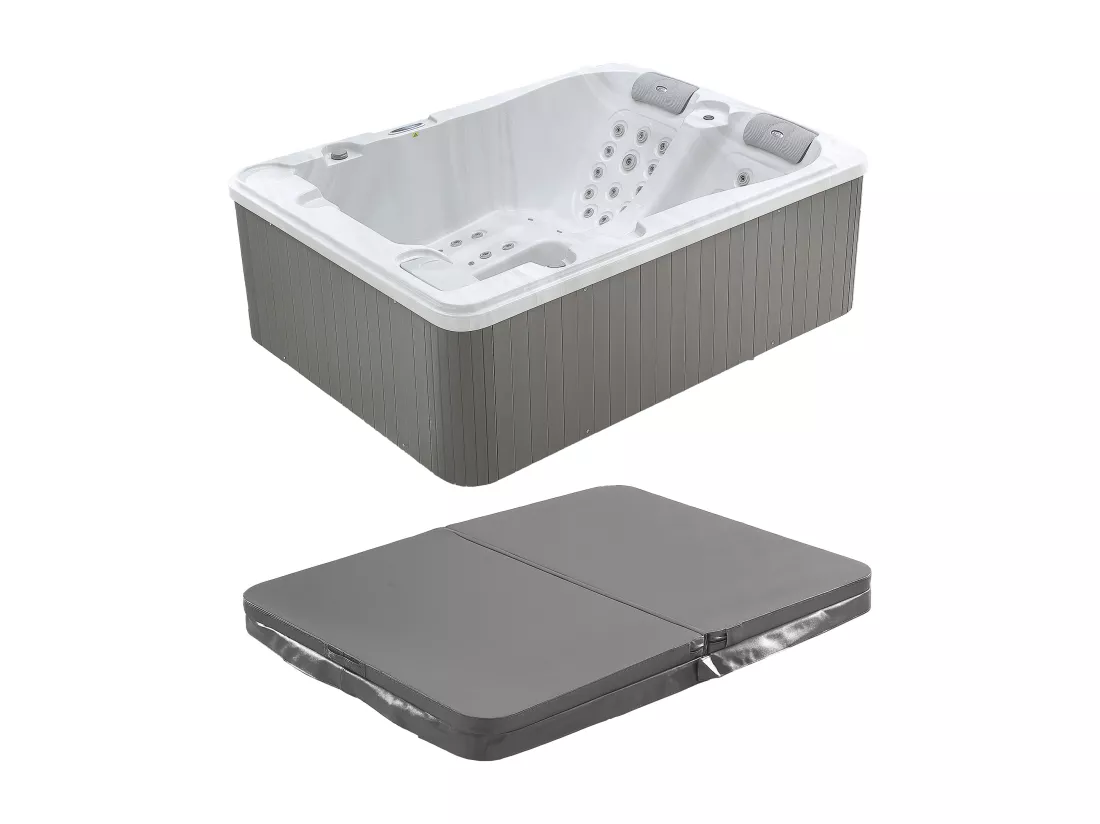 SPA 3 places blanc perlé avec bâche - 65 jets - L210 x P158 x H73 cm - Système BALBOA - FIDJI VI