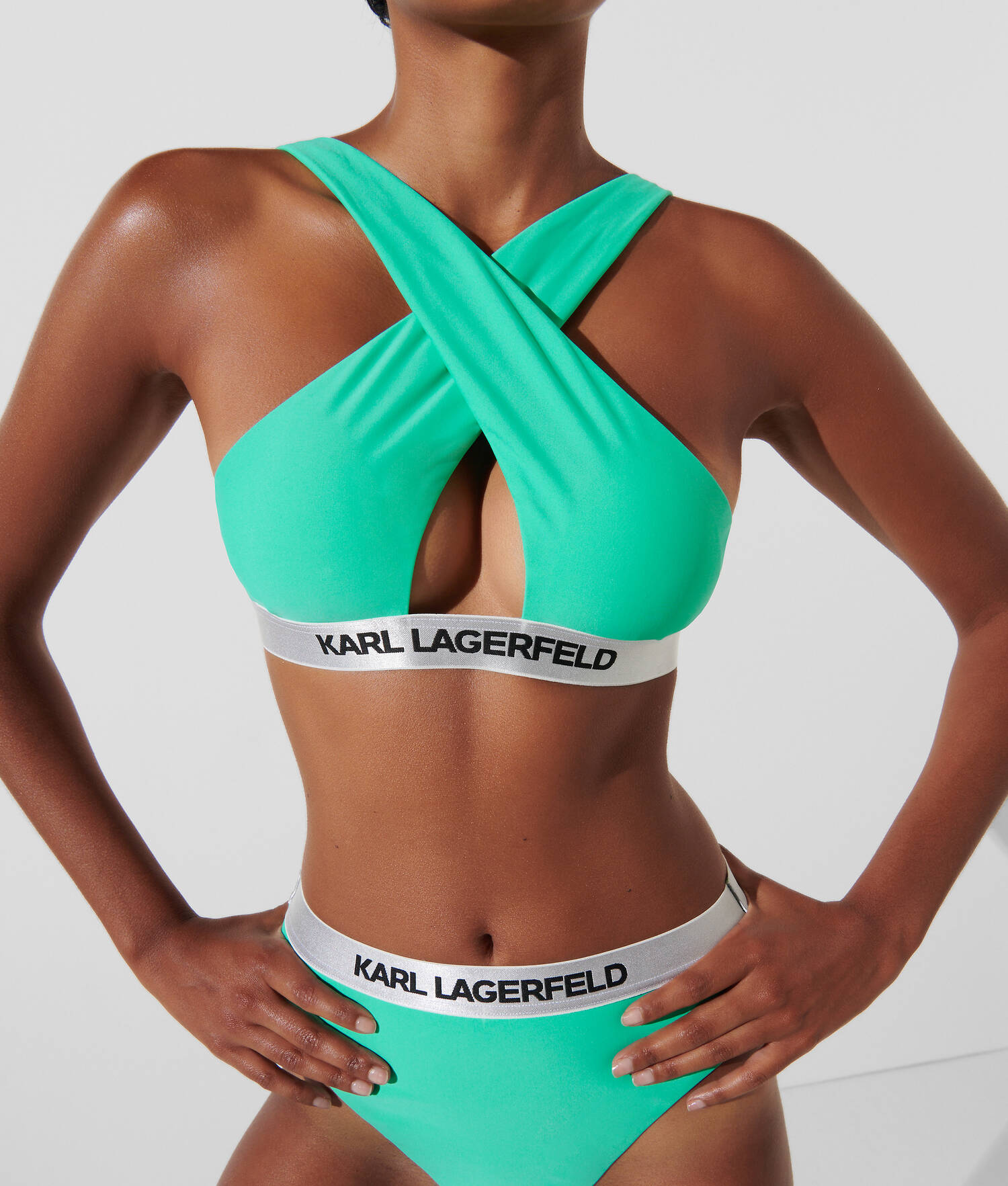 HAUT DE BIKINI À COL HALTER AVEC LOGO KARL