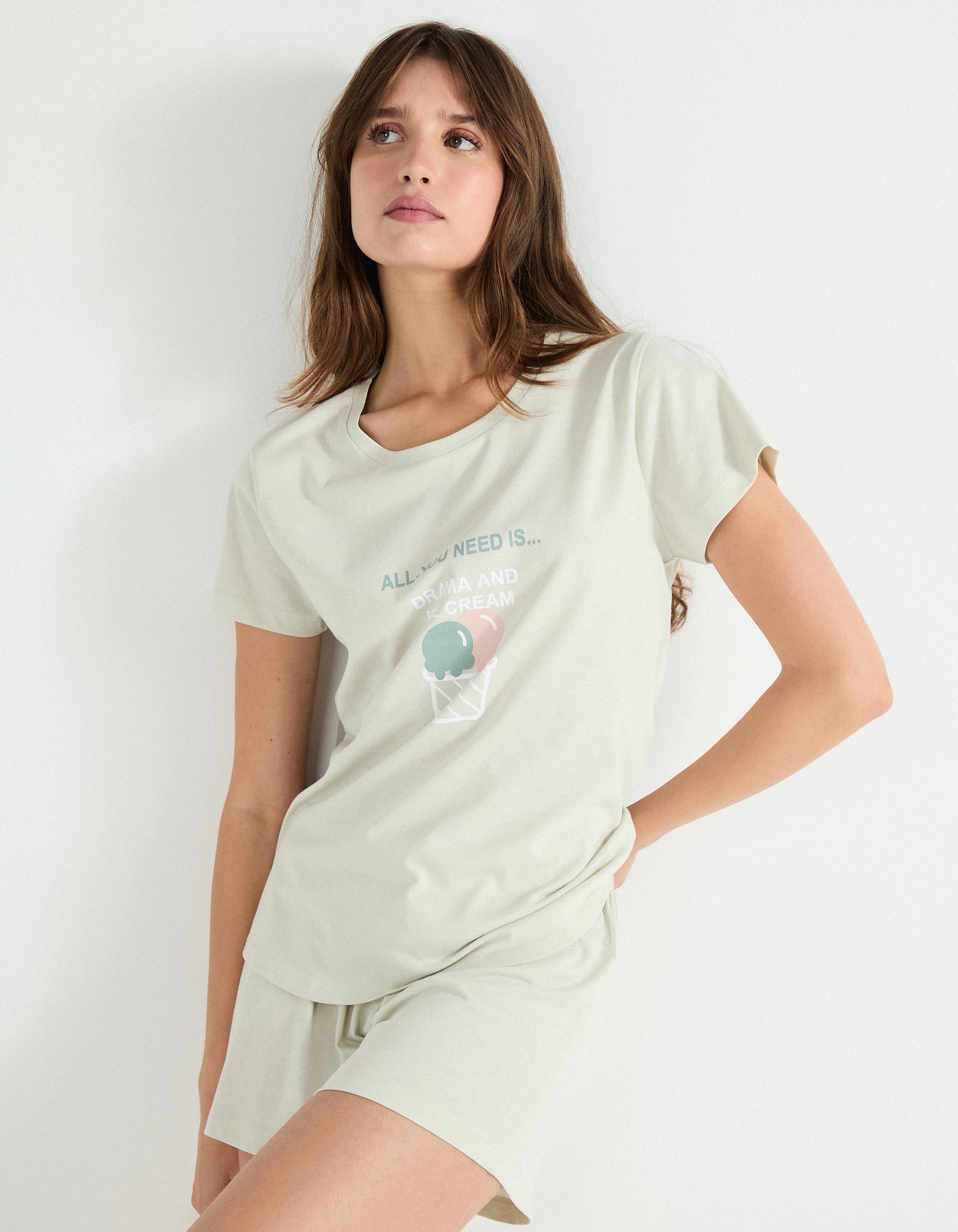 Pijama Jersey, Mulher, Verde Claro