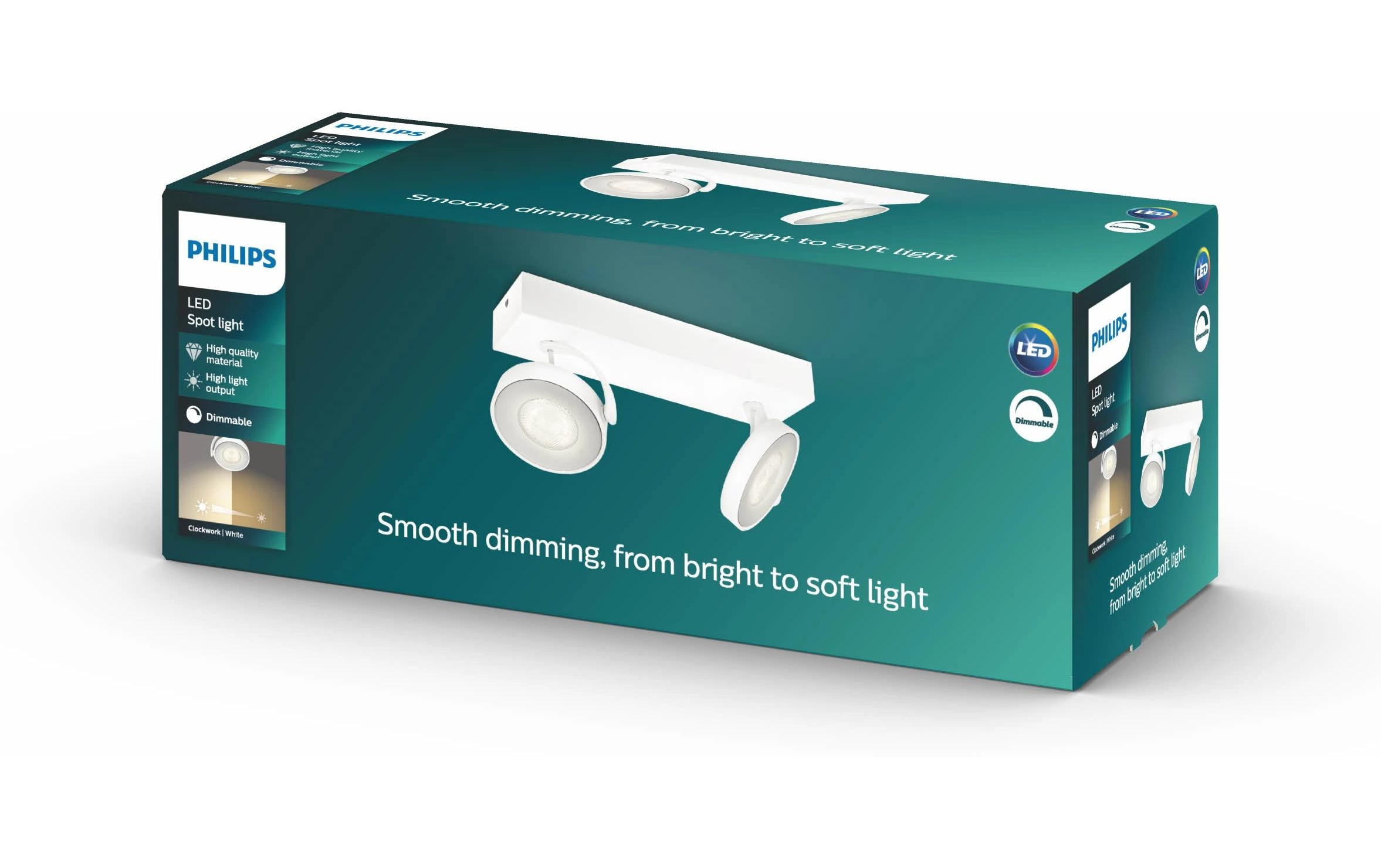 Aufbauspot Clockwork, 2 x 4.5 W, 1000 lm, 2700 K, WeissAufbauleuchte mit beweglichem Leuchtenkopf