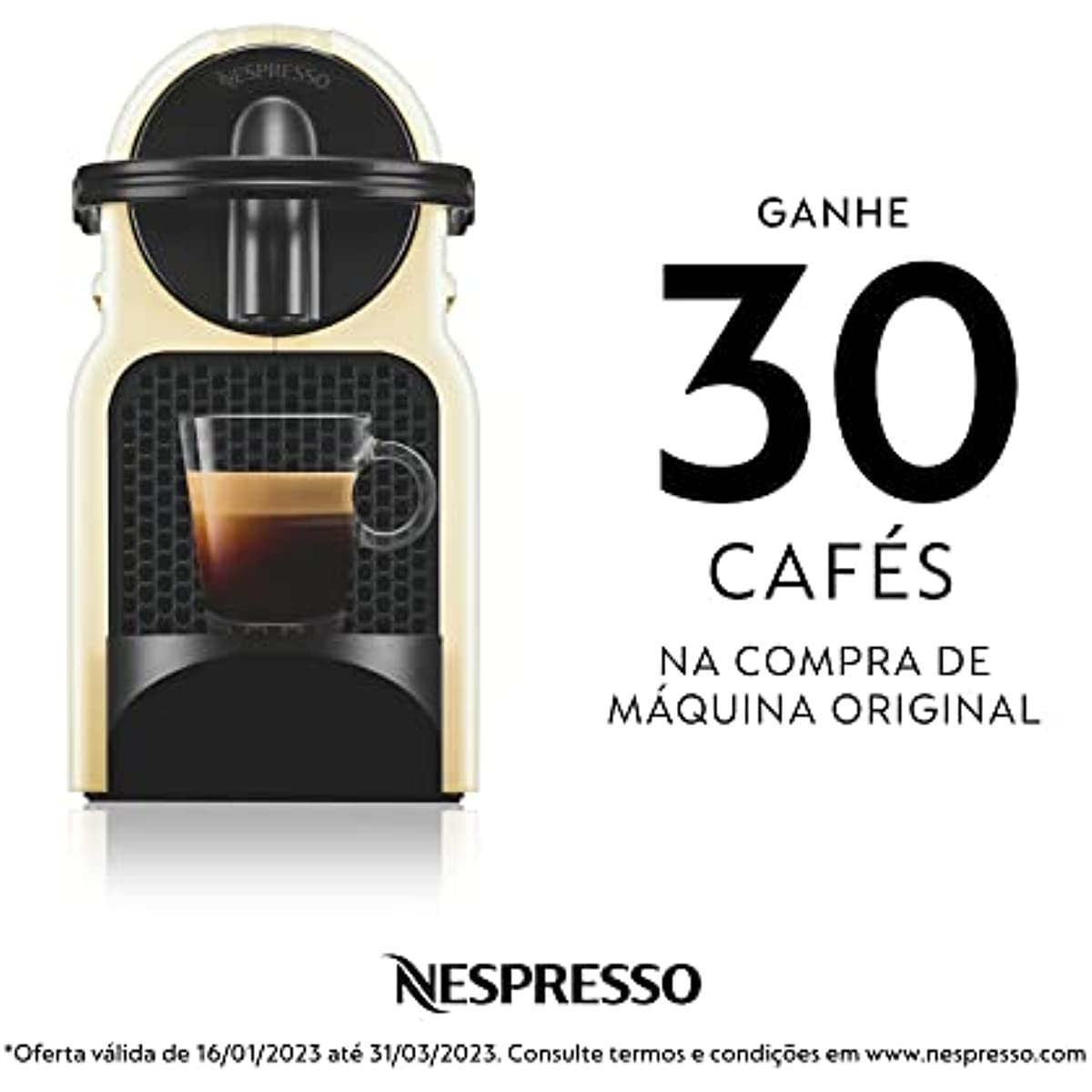 Nespresso Inissia Cafeteira 220V, m&aacute;quina de caf&eacute; Espresso em casa, c&aacute;psula / c&aacute;psula el&eacute;trica autom&aacute;tica (creme)