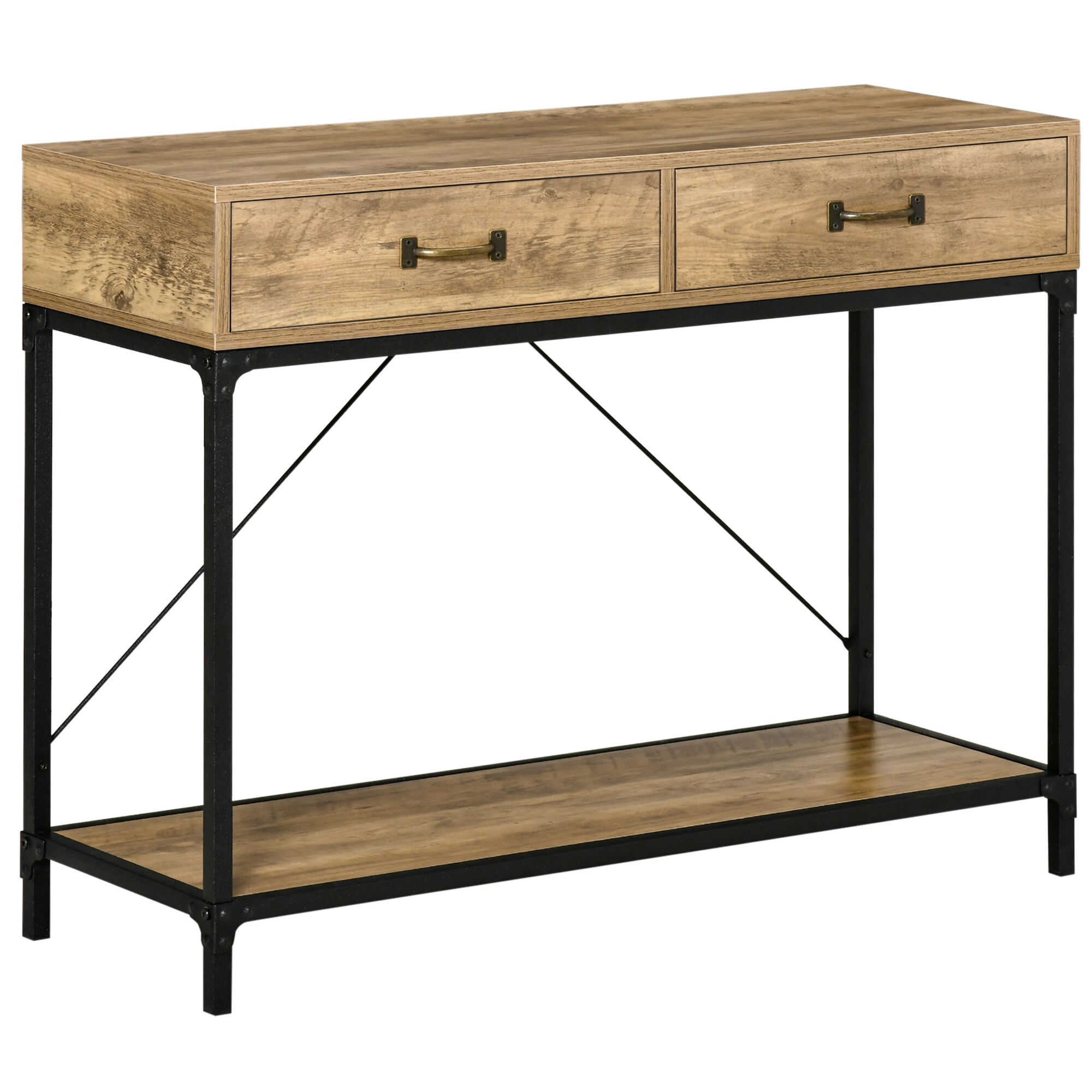 HOMCOM Konsolentisch mit 2 Schubladen natur 100L x 35B x 76,5H cm