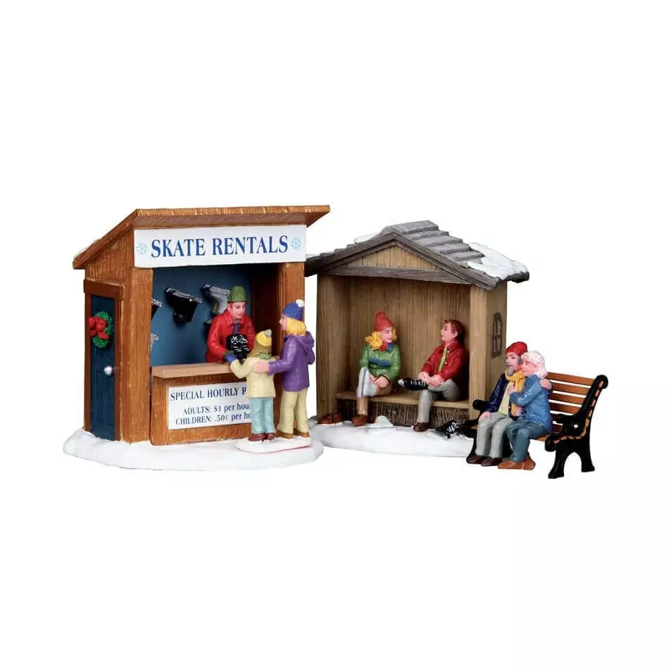 Personnages lemax Stand de location de patins